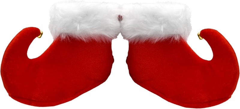 Nicky Bigs Novelties Unisex Adult Christmas Santa Red and White Elf Shoes Jingle Bells Shoe Covers Costume Accessory - Image 2
